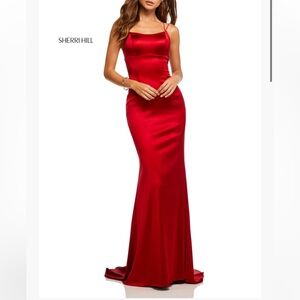 Sherri hill red satin prom dress